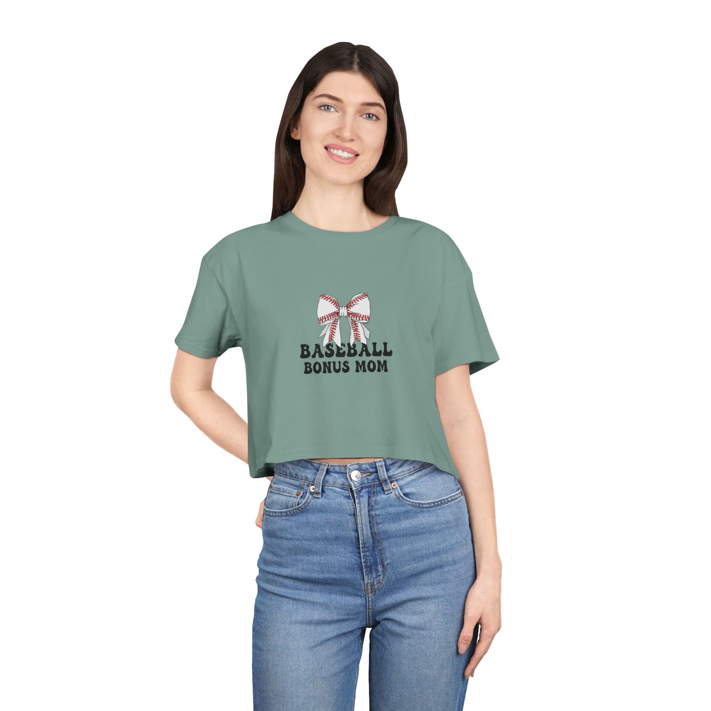 Baseball Bonus Mom Women's Crop Tee - The Sideline Tribe