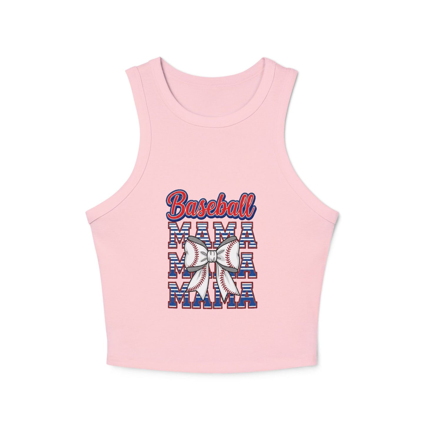 Baseball Mama Racer Tank Top - Women's Micro Ribbed Crop Top