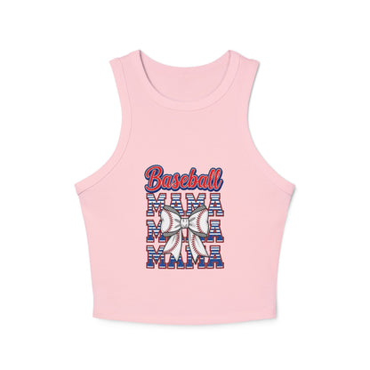 Baseball Mama Racer Tank Top - Women's Micro Ribbed Crop Top