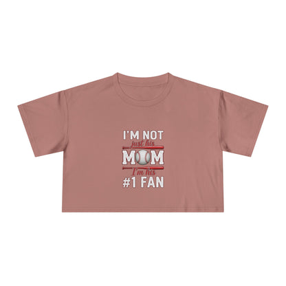 Mom’s #1 Fan Crop Tee – Relaxed Fit Women’s Crop Top | Soft Combed Cotton Game Day Shirt | Trendy Sports Mom Apparel