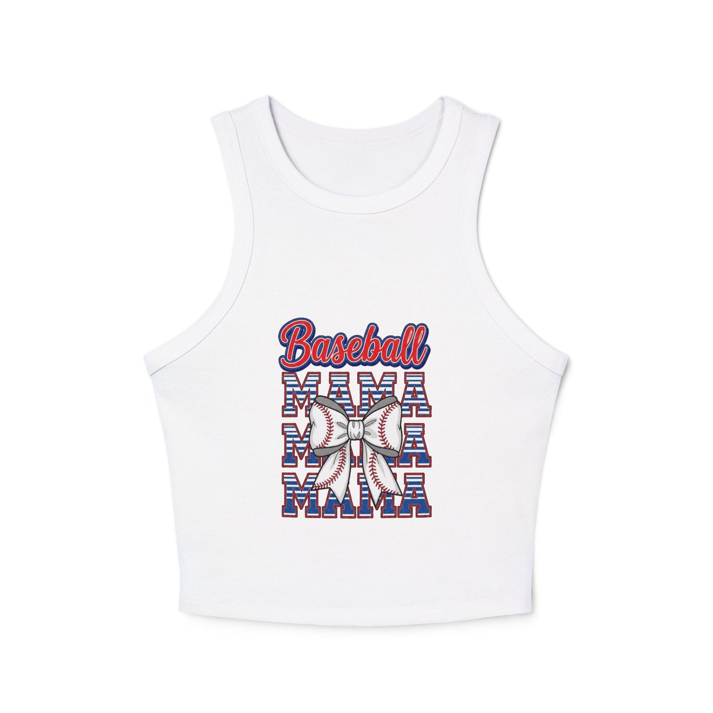 Baseball Mama Racer Tank Top - Women's Micro Ribbed Crop Top