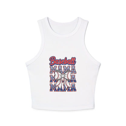 Baseball Mama Racer Tank Top - Women's Micro Ribbed Crop Top