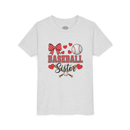 Baseball Sister Youth Tee – Cute Sports Fan Shirt for Girls | Soft Airlume Cotton Kids T-Shirt | Game Day Outfit
