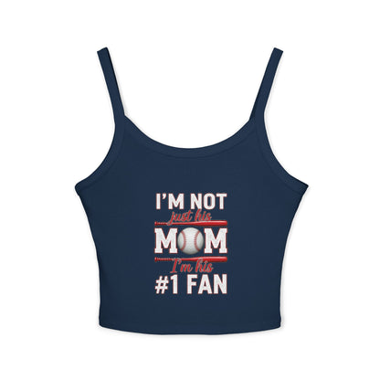 Baseball Mom Spaghetti Strap Tank Top – Soft Cotton-Poly Blend | Thick Strap Mid-Length Tank | Trendy Game Day Top for Sports Moms