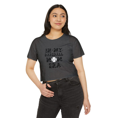 Baseball Mom Crop Top – In My Baseball Mom Era Festival Tee | Lightweight Scoop Neck Crop Shirt | Trendy Game Day Apparel