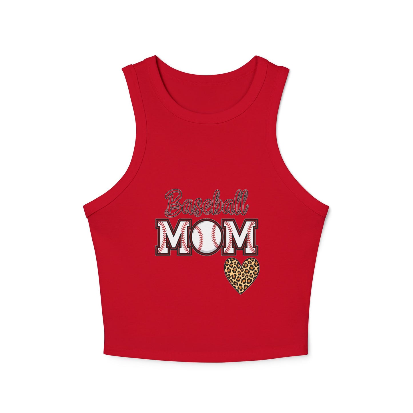 Baseball Mom Micro Rib Racer Tank Top – Fitted High Neck Tank | Chic Game Day Shirt for Sports Moms | Athletic Baseball Mom Apparel