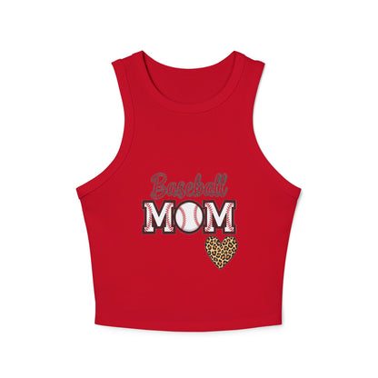 Baseball Mom Micro Rib Racer Tank Top – Fitted High Neck Tank | Chic Game Day Shirt for Sports Moms | Athletic Baseball Mom Apparel
