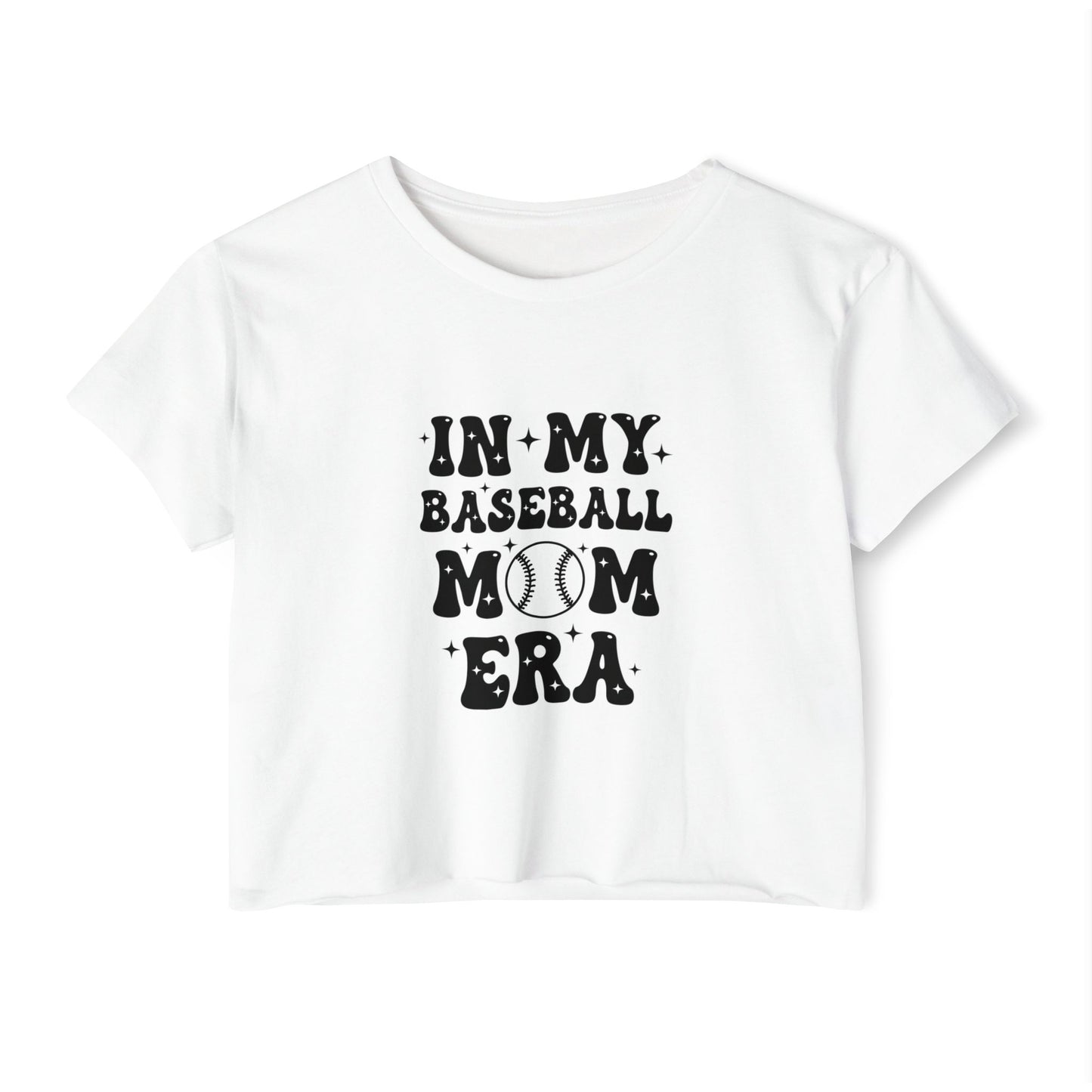 Baseball Mom Crop Top – In My Baseball Mom Era Festival Tee | Lightweight Scoop Neck Crop Shirt | Trendy Game Day Apparel