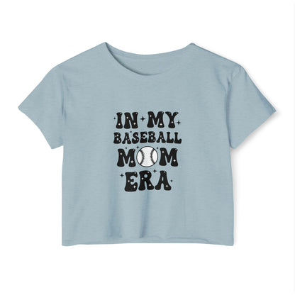 Baseball Mom Crop Top – In My Baseball Mom Era Festival Tee | Lightweight Scoop Neck Crop Shirt | Trendy Game Day Apparel