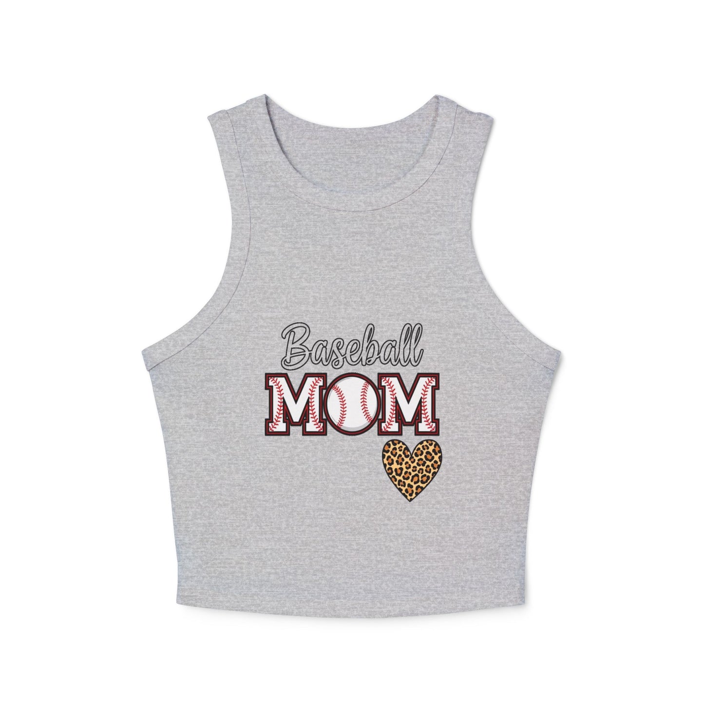 Baseball Mom Micro Rib Racer Tank Top – Fitted High Neck Tank | Chic Game Day Shirt for Sports Moms | Athletic Baseball Mom Apparel