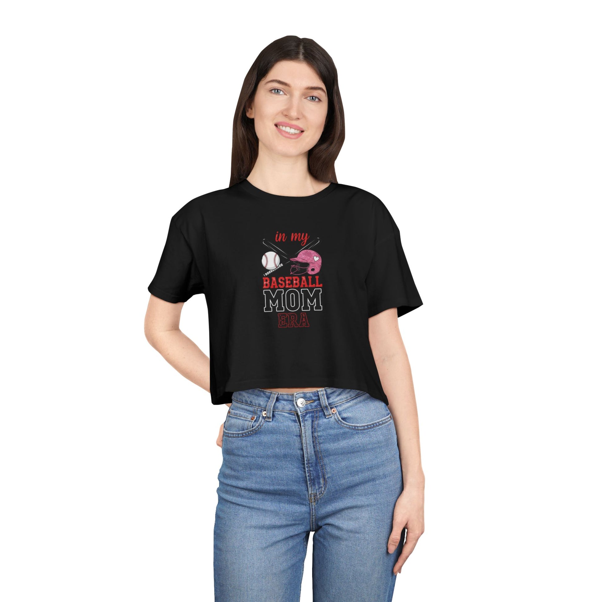 Baseball Mom Crop Tee – Trendy Women's Shirt for Game Day Style - The Sideline Tribe
