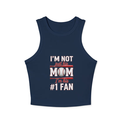 Baseball Mom #1 Fan Tank Top – Fitted Micro Rib High Neck Tank | Soft Cotton-Poly Blend | Stylish Game Day Apparel for Proud Moms